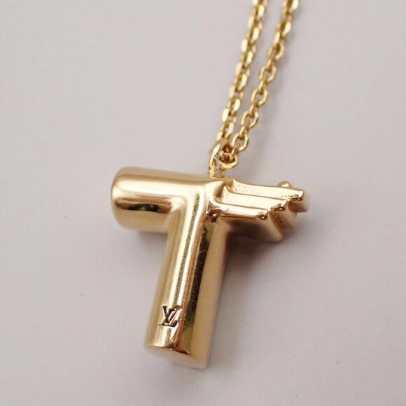 LOUIS VUITTON Logo LV&ME Chain Long Necklace T Motif Gold M61075 Italy 30KB174 - Picture 7 of 14